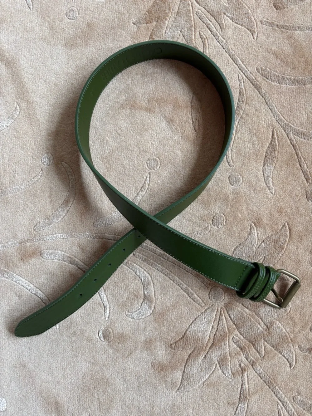 EUC, Green Vegan Cactus Leather Belt, 1 1/2” x 40”